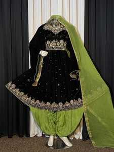 ชุดเจ้าสาวอัฟกันคูจิสำหรับผู้หญิง, ชุดแต่งงานลูกไม้ซิปกระดุมตกแต่งเสื้อผ้าของผู้หญิง afghani 100% - Product Image 3