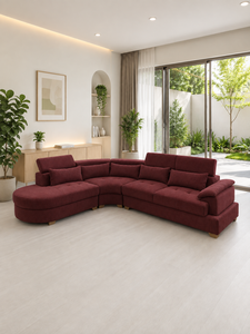 Sofá Esquinero Moderno en Forma de L, Modelo Montecarlo, Tapizado en Color Granate, Sofá Seccional Personalizado con Tela, Muebles para Sala de Estar, Hotel, Villa, Casa - Product Image 3