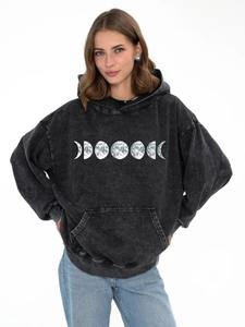 Fabricant de sweats à capuche vêtements de rue en coton personnalisés avec broderie dégradée sweats à capuche coréens lavés à l'acide et unis lourds pour femmes - Product Image 2