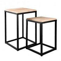 Ensemble de 3 tables d'appoint rectangulaires en métal, design industriel moderne, taille personnalisée, faciles à nettoyer, meubles de salon, tables basses de chambre à coucher