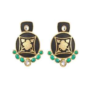 The99jewel Gold Plated Green Stone Kundan Dangler Earrings <b>Fine</b> <b>Hoop</b> <b>Earings</b>-1307319 - Product Image 1