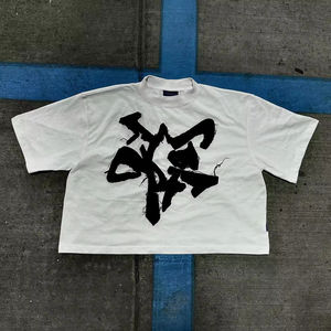 เสื้อยืดผ้าฝ้าย100% บ็อกซี่สำหรับผู้ชายโอเวอร์ไซส์พิมพ์ลาย DTG 270gsm ไหล่ตกแขนสั้นถักสีพื้น - Product Image 1