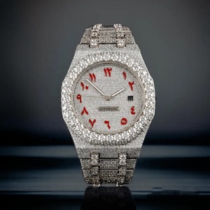 Lujoso reloj cronógrafo con diamantes de moissanita totalmente helado para hombre Hip Hop con acero inoxidable y reloj elegante Vvs Clarity - Product Image 1