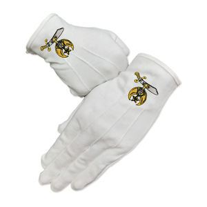 Gants maçonniques pas chers de qualité supérieure Vente en gros Gants maçonniques Regalia en pur coton Gants de chevaliers maçonniques en coton blanc - Product Image 1