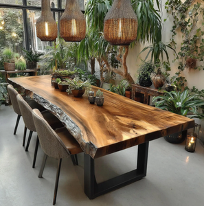 Table à manger carrée moderne en bois massif faite à la main avec pieds en métal, écologique, style ferme, stable, ensemble 6 places, minimaliste, assemblée, pour hôtel - Product Image 2
