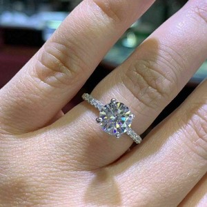 IGI Certified VVS Moissanite <b>Fine</b> <b>Rings</b> 2025 <b>Fine</b> Jewelry Original Eternity Wedding Round Cut Diamond <b>Ring</b> for Women - Product Image 5
