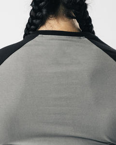 Vente en gros de t-shirts personnalisés pour femmes patchwork raglan chemise à manches 3/4 vêtements d'automne personnalisés t-shirts - Product Image 5