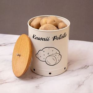 Bote de Metal con tapa de madera, diseño único clásico para almacenamiento de alimentos secos, utensilios de cocina, hotel, restaurante, alta calidad - Product Image 3