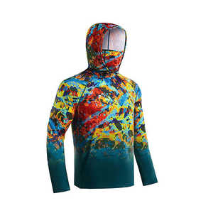Camisas de pesca de alta calidad UPF50 + poliéster protector solar impermeable de secado rápido protección UV Sudadera con capucha rendimiento camisas de pesca - Product Image 4