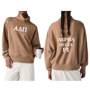 Clásico Alpha Delta Pi invierno mujer cuello simulado 3D bordado frente gota hombro manga larga pulóver sudadera - Product Image 6