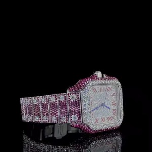 Montre de luxe de haute qualité avec boîtier carré en moissanite et cadran à chiffres romains pour hommes, disponible pour l'exportation, prix d'Inde - Product Image 4