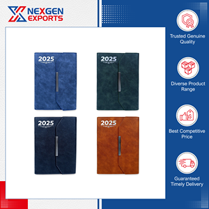 Fournisseur réputé vendant des carnets de notes en cuir reliés à la couture, de qualité supérieure, imprimés modernes, avec logo personnalisé, options de couleurs - Product Image 4