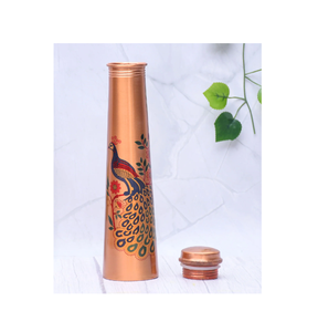 Botella de agua de cobre Esmalte Impreso Color azul real Botellas de cobre sólidas hechas a mano Botella para beber Venta caliente Venta - Product Image 6