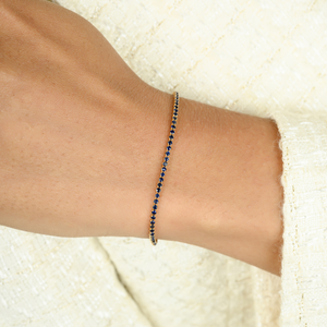 Délicat 100% véritable coupe ronde bleu saphir mince chaîne Bracelet pour unisexe réel K14 or jaune vêtements quotidiens bijoux pour femmes - Product Image 2