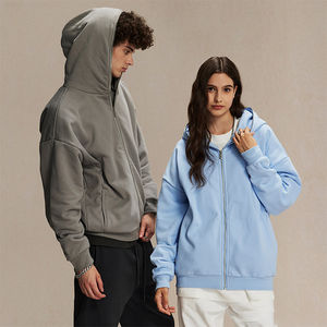 Sweat-shirts à capuche unisexes personnalisés 100% coton à fermeture éclair, style ample, streetwear, service OEM - Product Image 2