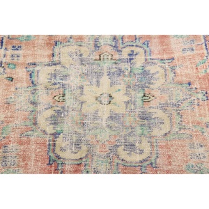 Alfombra Vintage de 2.2x5.4 pies, Alfombra Turca de Lana con Diseño Floral Azul - Product Image 4