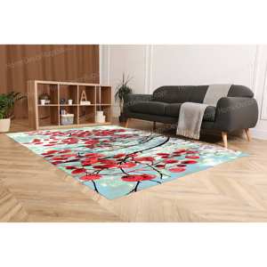 Alfombra con estampado de hojas rojas, alfombra impresa, regalo para el hogar, alfombra decorativa con diseño de árbol, alfombra suave con pelo - Product Image 5