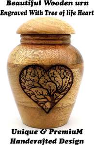 Urnes de crémation en bois pour cendres Adulte Homme/Femme Arbre de Vie Coeur Graver-Urnes décoratives-Petite urne de crémation en bois pour Fune - Product Image 6
