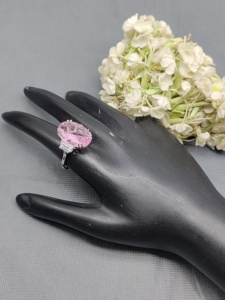 แหวนนิ้วทองเหลืองคลาสสิกชุบโรเดียมประดับเพทาย SKU-5965 E4 - Product Image 5