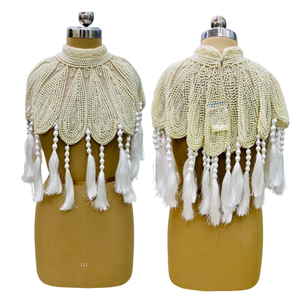 Robes de soirée islamiques à capes longues à franges, à la mode, élégantes, modestes, en perles naturelles, brodées à la main, très vendues - Product Image 1