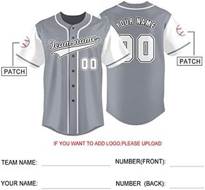 Nueva camiseta de béisbol Unisex, camisa gris con botones y nombre personalizado y número, uniforme deportivo de softbol, impresión por sublimación - Product Image 2