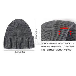 Gorros de Jacquard de alta calidad, gorros con logotipo personalizado, gorro de punto liso para invierno cálido teñido, venta al por mayor para escena de viaje - Product Image 2