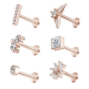 Compra a granel 16G <span class=keywords><strong>Piercing</strong></span> de labio trasero plano de acero inoxidable, <span class=keywords><strong>Piercing</strong></span> de oreja con rosca interna con tachuelas hipoalergénicas de circón blanco - Product Image 4