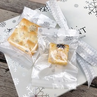 MorSun 100 sacs jetables à base blanche avec motif flocon de neige pour scellage à chaud, pour friandises croustillantes