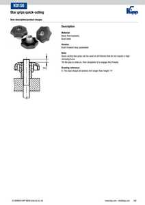 Poignée de valve thermoplastique K0156 Black Star Grip, filetage M8, diamètre 40 mm, pour quincaillerie de meubles - Product Image 5