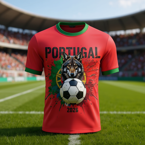 Maglietta Unisex per Tifosi di Calcio Portogallo WC 2026, T-Shirt con Grafica Calcistica Rossa e Verde, Regalo Perfetto per il Giorno della Partita - Product Image 3
