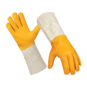 Gants de soudage TIG en cuir de chèvre pleine fleur, robustes, pour la protection industrielle, la lutte contre les incendies et la protection anti-coupure - Product Image 1