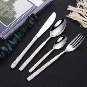 Ensemble de couverts en métal pour hôtels et restaurants, design élégant, ensemble de couverts argentés, vaisselle pour dîner de mariage, accessoires de table - Product Image 4