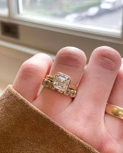 Bague de fiançailles solitaire 3 carats en diamant de laboratoire taille Asscher serti clos, bague de mariage en diamant créé en laboratoire, joaillerie fine pour mariée - Product Image 3