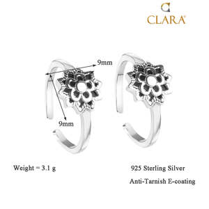 NOVAMART Fine 925 Sterling <b>Silver</b> Fine <b>Toe</b> <b>Rings</b> Elegant Flower Pair Design Wholesale Export - Product Image 3