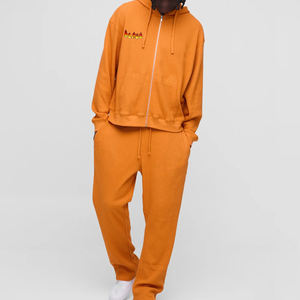 Invierno Tallas grandes Logotipo personalizado Oversized Cintura extendida Regular Fit Zip Hooded Jogger Chándal 2 piezas Set Streetwear - Product Image 4