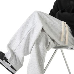 Pantalons de jogging pour hommes, coupe ample, jambe droite, décontractés, lavés, avec poche, bas ouvert - Product Image 3