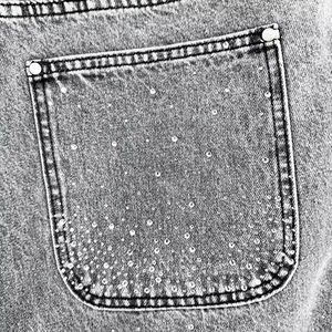 Custom Casual Cotton Loose Style Jean <b>Shorts</b> Premium Quality <b>Men's</b> Streetwear Rhinestone Denim Jeans <b>Shorts</b> - Product Image 6