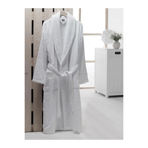 Bata de Baño de Felpa Blanca Suave y Absorbente de Turquía Modelo WHBHRXS para Hoteles y Spas - Product Image 2