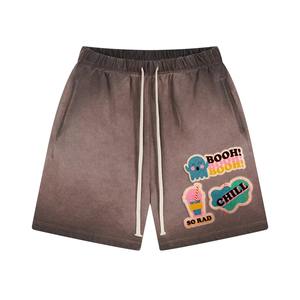 กางเกงขาสั้นวินเทจผ้าฟอกลายกรดสำหรับผู้ชายพิมพ์ลายดิจิทัลสำหรับฤดูร้อนปรับแต่งได้ - Product Image 4