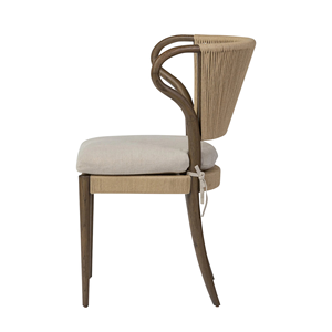 Chaise de salle à manger en bois massif avec accoudoirs incurvés et dossier en corde tressée, siège rembourré pour café et hôtel - Product Image 3