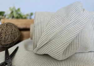 Venta al por mayor 100% tela de lino tejido orgánico ropa de cama a rayas cortina sofá uso 115 ''Textiles para el hogar niños y niñas vestidos - Product Image 3