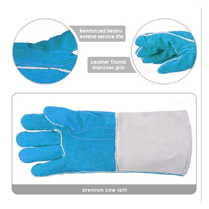 Guantes protectores de soldadura de seguridad resistentes a altas temperaturas Guantes de trabajo de soldador interior de algodón de cuero dividido de vaca de alta calidad - Product Image 3