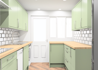 Meubles de cuisine en bois massif de chêne en forme de L, design moderne minimaliste, fabrication sur mesure Alvin, design complet, écologique, résistant à l'eau