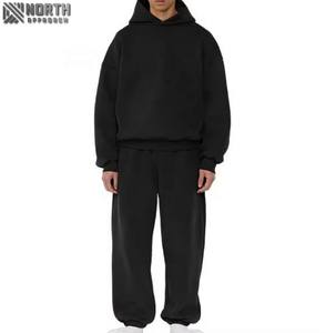 ชุดวอร์มผ้าฝ้ายสำหรับฤดูหนาวชุด2ชิ้นแบบสวมศีรษะทรงโอเวอร์ไซส์สำหรับผู้ชาย - Product Image 5