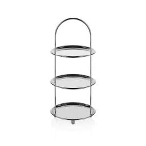 Traditional ornate metal <b>3</b> tier pastry tray with vintage charm, crafted for classic wedding dessert presentations - Product Image 2