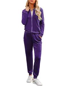 Ensemble deux pièces pour femmes Combinaison et pantalon à fermeture éclair Jogging Survêtement en velours 2023 Meilleure vente Offre Spéciale Survêtements pour femmes - Product Image 4