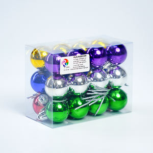 Boules en plastique lisses et colorées de 3 cm, 24 pièces, imprimées en couleur, fabriquées à la machine, à suspendre - Product Image 2