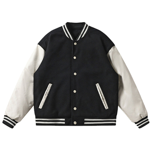 Veste de baseball universitaire unisexe en coton de qualité supérieure, style décontracté avec logo personnalisé imprimé sur le devant, tissu en toile - Product Image 3