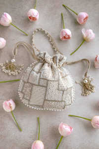 Espejo trabajo poliéster ecológico duradero Potli bolsa boda fiesta regalo hecho a mano étnico indio señoras clutches Más - Product Image 3