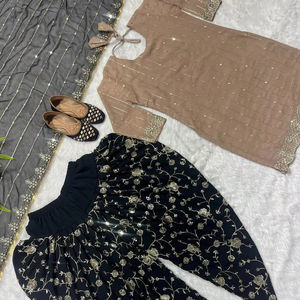 Magnifique ensemble Punjabi Salwar Kameez avec Dupatta brodé pour les fêtes d'hiver - Product Image 1